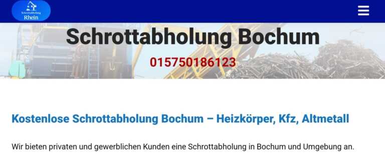ohne Kosten und unkomplizierte Schrottabholung in Bochum