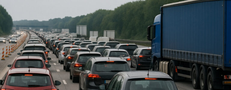 Stop-and-go als Dauerzustand: bei der Autobahn, auf der Autobahn
